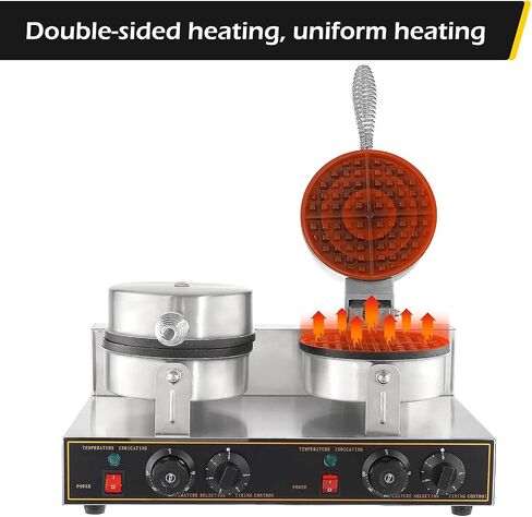 2400W Waffle Maker, Classic Rotating Belgian Waffle Maker with Nonstick Plates, Fast Heating Double Heads with Insulated Handle, Wide Application for Restaurants in Saudi Arabia