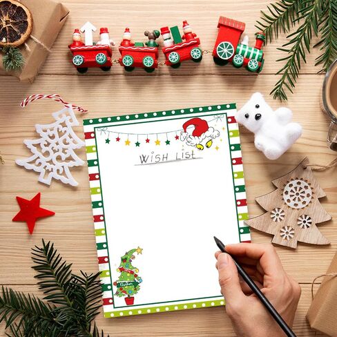 Whaline 60 ورقة عيد الميلاد رسالة ورقة 4 تصميم الكرتون ورقة الكتابة الثابتة الأحمر الأخضر عطلة رسالة رأسية إلى سانتا للملاحظات بطاقات المعايدة دعوات مكتب المدرسة الطباعة، 8.5 × 11 بوصة in Kuwait