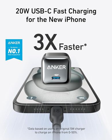 Anker USB C Charger Block 20W (Nano Pro), PIQ 3.0 Compact Fast Charger for iPhone 17/16/15/14/13 Series, Galaxy, Pixel 4/3, iPad (Cable Not Included) | For iPhone 17/16/15/14/13, Galaxy, Pixel 4/3, iPad and More Devices (Cable Not Included) in Kuwait