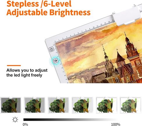 KOBAIBAN Wireless A3 Light Pad with Carry Bag, Foldable Stand, Top Clip, 3 Colors/Stepless/6-level Dimmable Brightness Rechargeable tracing Light Box/Board for Weeding Vinyl, Diamond Painting (White) in Saudi Arabia