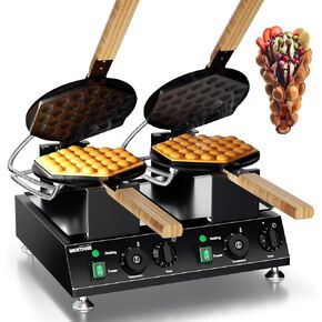 PYY Double Bubble Waffle Maker Commercial Waffle Maker Non-stick Hong Kong Egg Waffle Maker for Home Use Stainless Steel Pancake Maker 180° rotate