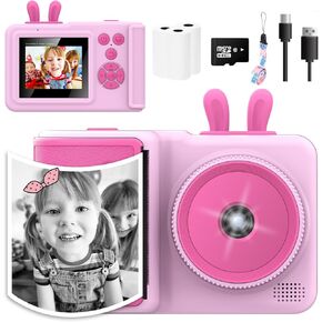 Kids Camera Instant Print, Christmas Birthday Gifts for Girls Boys, Children Digital Camera with Mirco SD Card, 1080P Video Toddler Print Camera, Portable Kids Toys for Girls Age 3-12 Purple