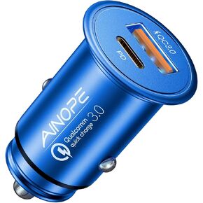 AINOPE 67.5W iPhone 16 Car Charger USB C Fast Charging,Cigarette Lighter Adapter PD&QC All Metal Mini Car Charger Adapter,Type C Car Charger for iPhone 16 Pro Max Plus 15 14 13 12,Samsung,Black