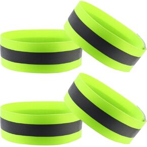 4 Pieces Reflective Straps Tape Bracelets, Reflective Running Gear, High Visibility Reflective Gear for Night Walking, Running and Cycling, Reflective Safety Bands for Arm, Wrist, Ankle, Leg