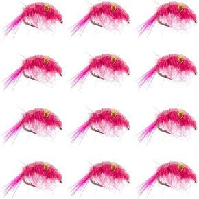 The Fly Fishing Place Pink Beaded Shrimp Scud - 1 Dozen - Patterns Size 12 - Tailwater Lake Fly Fishing Nymph Flies