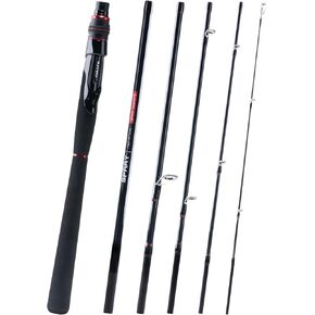Spinning & Casting Fishing Rods, 6.5/6.9/7.9ft Ultralight 24T Carbon Fiber Travel Fishing Rod, 6 Piece Portable Fishing Rod with Extra Tip Section for Saltwater Freshwater