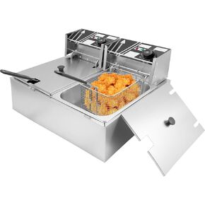Commercial Deep Fryer with Basket, 12.7QT/12L, Detachable Large Capacity Stainless Steel Countertop Electric Oil Fryer with Temperature Control for Restaurant or Home Use