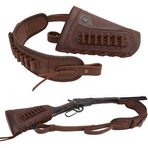 WAYNE'S DOG Canvas Leather Rifle Buttstock Cover with Match Gun Sling Shell Holder