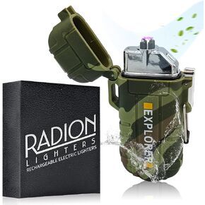 Plasma Electric Dual Arc USB Rechargeable Flameless Lighter Waterproof Windproof with Flashlight (Camouflage)