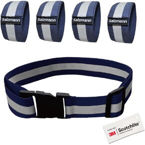 Salzmann Reflective Belt and Arm/Leg Bands | Elastic High Visibility Bands for Running, Cycling and Night Walking | Made with 3M Scotchlite