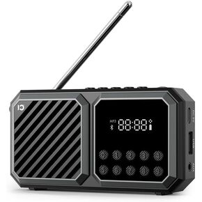 SHIDU Portable FM Radio with Bluetooth Speaker, Tf Card Player, Auto Scan Save Support USB AUX, Rechargeable Battery for Home, Camping, Outdoor