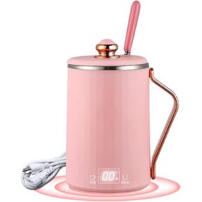 110V Electric Kettle Stew Cup with Digital Screen, 450ML Small Slow Cooker Personal Health Cup - 7Mins Fast Boiling with Temperature Control, Timer for Home/Office/Travel
