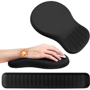 Mekass Ergonomic Mouse Pad and Keyboard Wrist Rest Set, Super Soft Memory Foam Desk Wrist Support for Computer Keyboard, Non-Slip Arm Palm Rests Cushion for Typing Gaming Office (Beige)