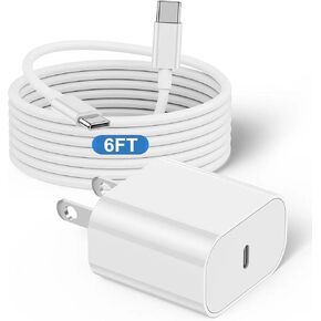 iPhone 16 15 Charger and 10ft Type C to C Cable Cord Long,USB C Charging Block/iPad Fast Wall Plug Power Adapter Cube Brick Box for Apple iPhone 16 Pro Max/16/15 Plus/15 Pro/12.9/11inch/Air 4/5th/Mini