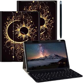 for Galaxy Tab A9 Plus Case with Detachable Wireless Keyboard & 360 Degree Rotating Stand Protect Cover Tablet Case for Samsung Galaxy Tab A9 Plus 11 inch 2023 - Purple Rose and Blue Butterfly