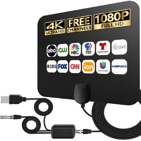 TV Antenna - 4K HD Amplified Digital HDTV Indoor Antenna with Signal Booster - 360° Long Reception TV Aerial Support All Types TV, Small