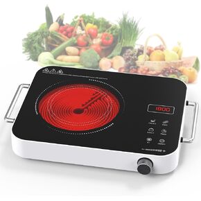 Double Induction Cooktop, Portable Induction Cooker with 2 Burner Independent Control, Ultrathin Body, 9 Temperature, 2300W-Multiple Power Levels, 2 Hour Timer, Safety Lock