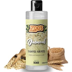 Zoo’s Pet Oatmeal Dog Shampoo for Cats and Pets Fast Absorbing Moisturize Skin Provides Relief to Dry, Itchy Skin While Softening Your Pet’s Coat - 1x Dog and Cat Shampoo (500ml / 16.9oz)
