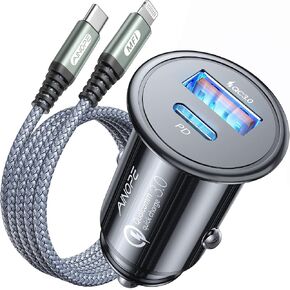AINOPE for【Apple MFi Certified】 67.5W iPhone Car Charger Fast Charging Cigarette Lighter USB Charger, Mini USB C Car Charger Adapter for iPhone 16 Pro Max/15 Pro Max/14 Pro Max/13/12, Black