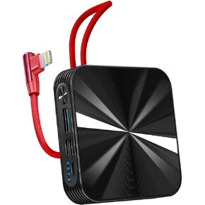 Portable Charger 10000mAh Power Bank, iPhone Charger,Ultra Compact Backup Battery with Built in Cable Compatible with iPhone 11/XS/XR/X/8/8P/7/6/6S