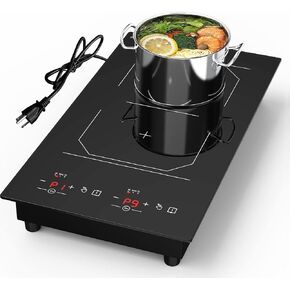Double Induction Cooktop Induction Burner Hot Plate Electric 9 Temperature 9 Power Settings Portable Electric Stove Burners, Child Safety Lock & Timer,110v Compatible with Magnetic Cookware in Saudi Arabia