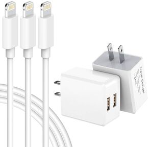 USB Wall Charger, [MFi Certified] iPhone Charger Lightning Cable 6FT(4PACK) Fast Charging Data Sync Cords Dual Port USB Plug Compatible with iPhone 12/mini/Pro/Max/11/Pro/Xs/XR/X/8/7/Plus