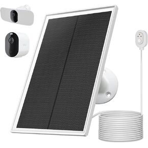 Arlo Camera Solar Panel Charger, Compatible with Arlo Pro 5S 2K, Pro 4, Pro 3, Floodlight, Ultra 2, and Ultra Cameras, 13ft/4m Cable, 5V6W, Waterproof (2Pack)