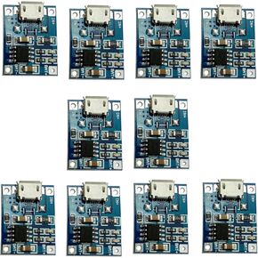 JacobsParts TP4056 5V 1A Micro USB Lithium Battery Charging Board Charger Module (10 Pack)
