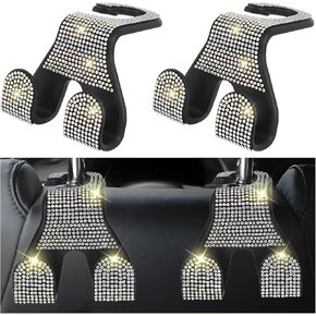 2 PCS Car Headrest Hooks, 2 in 1 Car Back Seat Hanging Hook, Durable Automotive Purse Hooks, Universal Vehicle Interior Storage Organizer for Purses and Grocery Bags (Black)