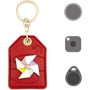 Cute Tile Mate Holder, Universal Case Fit for AirTag, Galaxy SmartTag, eufy SmartTrack Link, Key Fob, Leather Air Tracker Smart Tag Case with Key Rings (Pinwheel)