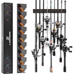 LEOFISHING Vertical Horizontal Fishing Rod Holder Wall Ceiling Mounted Fishing Rod Rack Holds Up to 9 Rods or Combos Fishing Rod Pole Holders for Garage Fits Most Rods Dia: 3-19mm (Blue（1 Pc）)