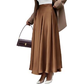 BTFBM Women's Satin High Waist Skirts 2024 Summer Fall Outfits Elegant Cocktail Party Flowy A-Line Maxi Skirt