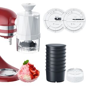 Shaved Ice Attachment for KitchenAid Stand Mixer, As Kitchen Aid Shaved Ice with Coarse and Fine Blades, 8 Ice Cube Molds