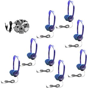 HamiltonBuhl Kids Listening Center with 8 Personal Headphones and Jackbox Gray