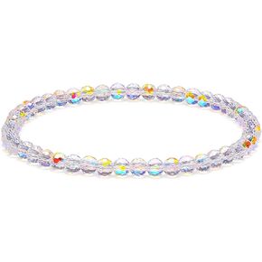 3 Pcs Healing Crystals Stretch beaded Bracelets for Women trendy,Transparently,Stackable