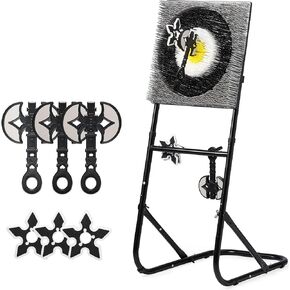 A11N Axe Throwing Game Set | Sturdy Metal Frame, Bristle Target, 3 Axes & 3 Stars | Safe for Indoor & Outdoor Play, Fun for Teens & Adults