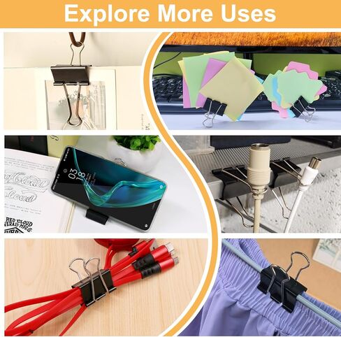 Coideal Metal Binder Paper Clips - 48 Pcs 1 Inch Medium Bull Clip Clamps Colored for Office Photo File (Multicolored, 25mm) in Kuwait