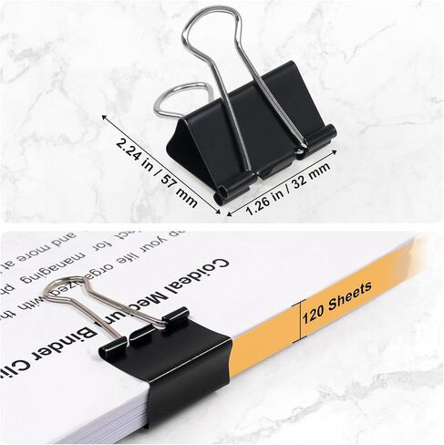 Coideal Metal Binder Paper Clips - 48 Pcs 1 Inch Medium Bull Clip Clamps Colored for Office Photo File (Multicolored, 25mm) in Kuwait