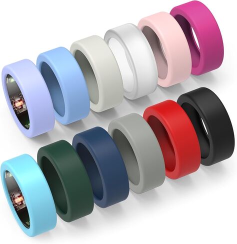 YWXTW [12 قطعة من غطاء الحلقة لخاتم Oura/Samsung Ring، واقي سيليكون ناعم صديق للبشرة ومضاد للخدش متوافق مع Oura Ring 3/4/Samsung Galaxy Ring للرجال/النساء، المجموعة 1 S لـ 6/7/8/9/ 10 in Kuwait