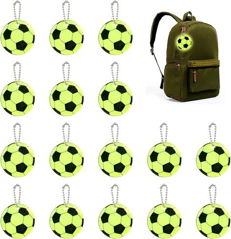 16 قطعة من حلقات مفاتيح كرة القدم الآمنة العاكسة، قلادة كرة قدم صغيرة، سلاسل مفاتيح لكرة القدم وحفلات كرة القدم وحشو حقيبة للأولاد والأطفال هدية حقائب ظهر مدرسية in Kuwait