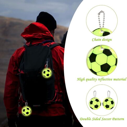 16 قطعة من حلقات مفاتيح كرة القدم الآمنة العاكسة، قلادة كرة قدم صغيرة، سلاسل مفاتيح لكرة القدم وحفلات كرة القدم وحشو حقيبة للأولاد والأطفال هدية حقائب ظهر مدرسية in Kuwait