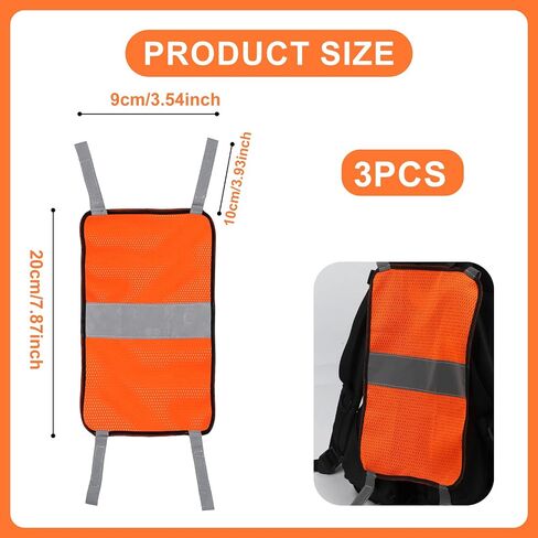 3pcs 9x20 Inch Blaze Orange Mesh Safety Panel, Large Tent Backpack Cover with Reflective Strips High Visibility Hunting Gear for Hiking Climbing Camping Travel in Saudi Arabia