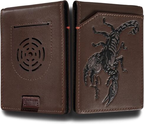 Mens Slim Air Tag Wallet Brown Western Scorpion Front Pocket Wallets For Men Airtag With Money Clip Card Holder Genuine Leather(brown) in Saudi Arabia
