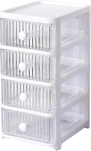Desktop Storage Box, Makeup Storage Box with Drawers Plastic Office Stationery Supplies Organizers Multi Layers Transparent Desk Organizer for Home Bedroom Office (3 Tier) in Saudi Arabia