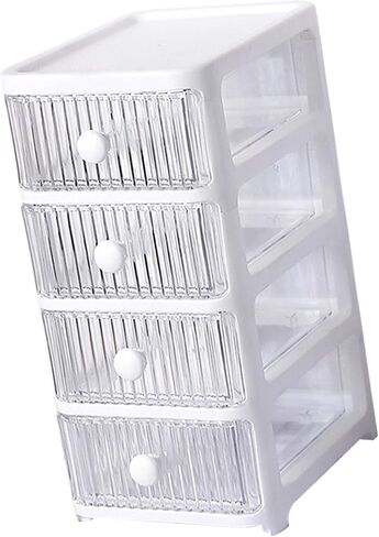 Desktop Storage Box, Makeup Storage Box with Drawers Plastic Office Stationery Supplies Organizers Multi Layers Transparent Desk Organizer for Home Bedroom Office (3 Tier) in Saudi Arabia