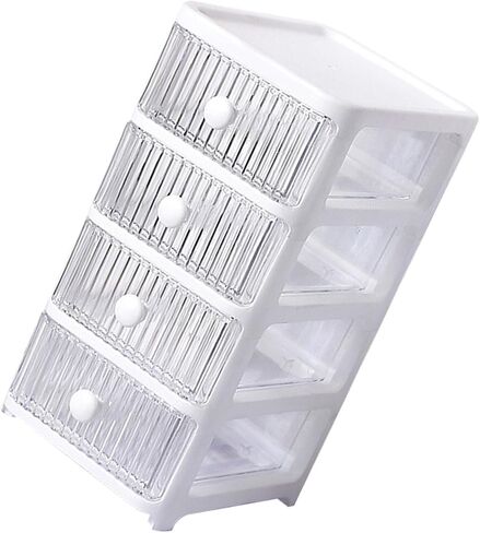 Desktop Storage Box, Makeup Storage Box with Drawers Plastic Office Stationery Supplies Organizers Multi Layers Transparent Desk Organizer for Home Bedroom Office (3 Tier) in Saudi Arabia