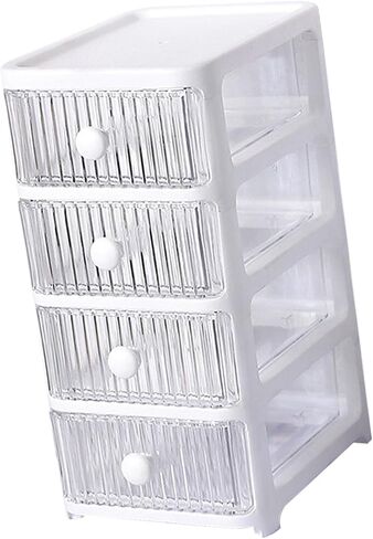 Desktop Storage Box, Makeup Storage Box with Drawers Plastic Office Stationery Supplies Organizers Multi Layers Transparent Desk Organizer for Home Bedroom Office (3 Tier) in Saudi Arabia