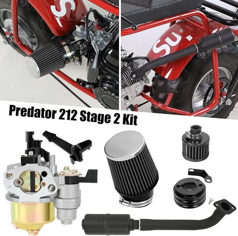 Mini Bike Carburetor 212cc Exhaust Muffler Throttle Stage 2 Kit for Predator 212 224 196cc Engine Coleman CT200U BT200X Baja Warrior Axis MB200 GX160 6.5HP KT196 Go Kart High Performance Parts in Saudi Arabia
