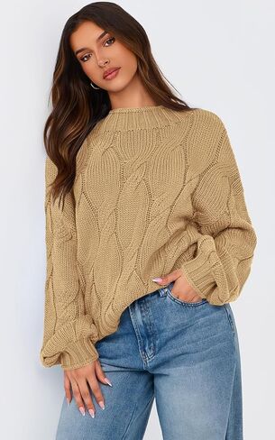 PRETTYGARDEN Women's Cable Knit Sweaters Casual Long Sleeve Crewneck Oversized Chunky Fall Winter Sweater Pullover Tops 2024 in Saudi Arabia