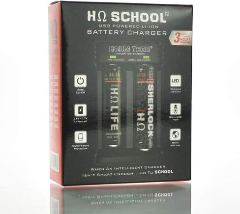 الجديد في 2019 شاحن بطارية محمول Hohm Tech Hohm School 2 Bay مع ميزة الكشف التلقائي عن البطارية Ni-MH Ni-Cd A AA AAA SC، Li-ion 18650 21700 20700 26650 26500 22650 18490 17670 والمزيد in Saudi Arabia